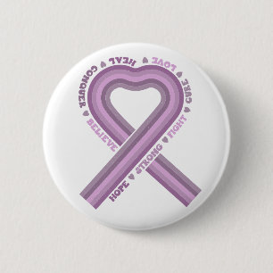 Fight Cancer Purple Awareness Ribbon Warrior Hope 6 Cm Round Badge