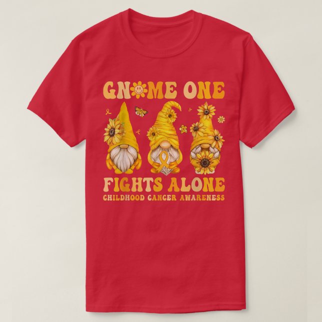Fight Childhood Cancer Awareness Gnome One Fight A T-Shirt (Design Front)