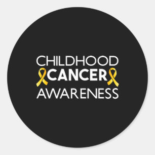 Fight Childhood Cancer Awareness Golden Ribbon for Classic Round Sticker