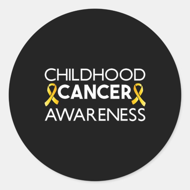 Fight Childhood Cancer Awareness Golden Ribbon for Classic Round Sticker (Front)