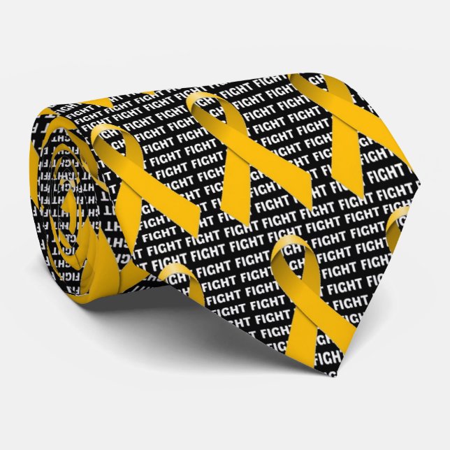 Fight Childhood Cancer Gold Ribbon Tie (Rolled)