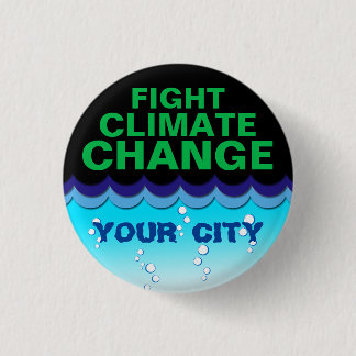 Fight Climate Change, Customise City Underwater 3 Cm Round Badge