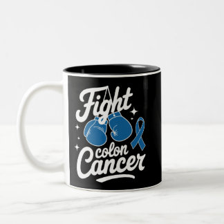 Fight Colon Cancer Blue Ribbon Colon Cancer  Two-Tone Coffee Mug