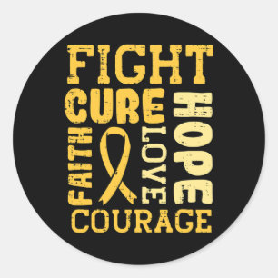 Fight Cure Faith Childhood Cancer Ribbon Awareness Classic Round Sticker