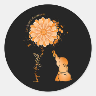 Fight Cure Sunflower Elephant Leukaemia Awareness Classic Round Sticker