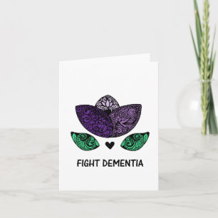 Fight Dementia Heimerheimer Flower Doodled Mandala Card