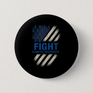 Fight Diabetes Awareness - Diabetes Usa Flag 6 Cm Round Badge