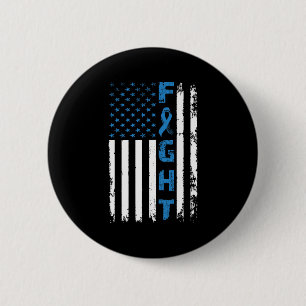 Fight Diabetes Awareness Support American Flag Pre 6 Cm Round Badge