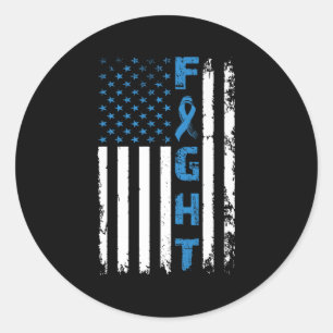 Fight Diabetes Awareness Support American Flag Pre Classic Round Sticker