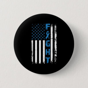 Fight Diabetes Awareness Support American Flag Tan 6 Cm Round Badge