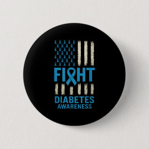 Fight Diabetes Awareness - T1d T2d Support Usa  6 Cm Round Badge