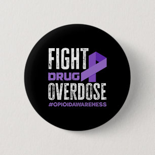 Fight Drug Overdose Pruple Ribbon Opioid Overdose 6 Cm Round Badge