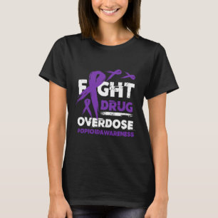 Fight Drug Overdose Pruple Ribbon Opioid Overdose T-Shirt