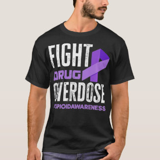 Fight Drug Overdose Pruple Ribbon Opioid Overdose  T-Shirt