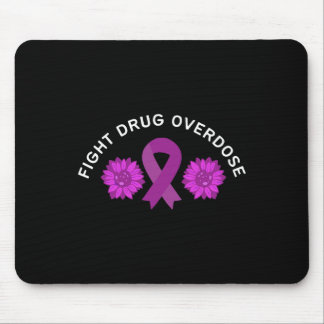 Fight Drug Overdose Purple Ribbon Floral Flower De Mouse Mat
