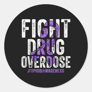 Fight Drug Overdose Purple Ribbon Opioid Overdose Classic Round Sticker