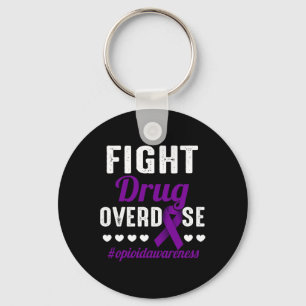 Fight Drug Overdose Purple Ribbon Opioid Overdose  Key Ring