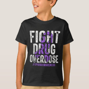 Fight Drug Overdose Purple Ribbon Opioid Overdose T-Shirt