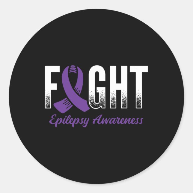 Fight Epilepsy Awareness  Classic Round Sticker (Front)