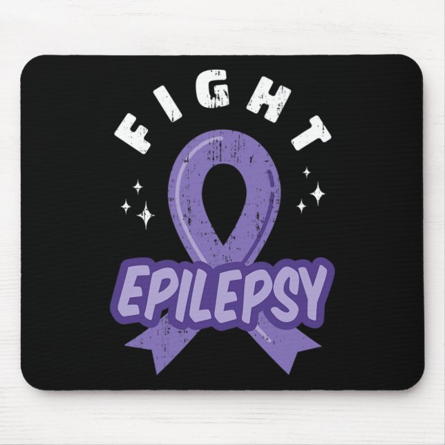 Fight Epilepsy Purple Ribbon Awareness Support Out Mouse Mat (Front)