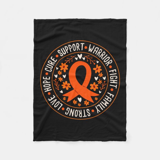 Fight Family Strong Love Hope Cure Support Leukemi Fleece Blanket (Front)