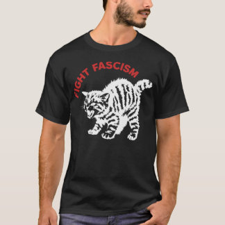 Fight Fascism Funny Angry Cat T-Shirt