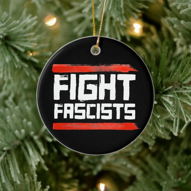 FIGHT FASCISTS CERAMIC TREE DECORATION (Tree)