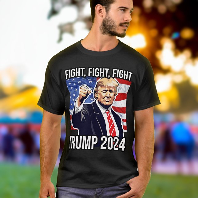 Fight Fight Fight Donald Trump 2024 American Flag T-Shirt (donald trump 2024 fight fight fight tshirt)