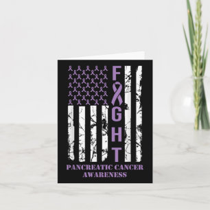 Fight Flag Purple Ribbon Support Pancreatic Cancer Card