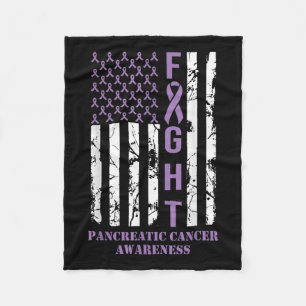 Fight Flag Purple Ribbon Support Pancreatic Cancer Fleece Blanket