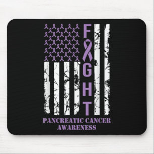 Fight Flag Purple Ribbon Support Pancreatic Cancer Mouse Mat