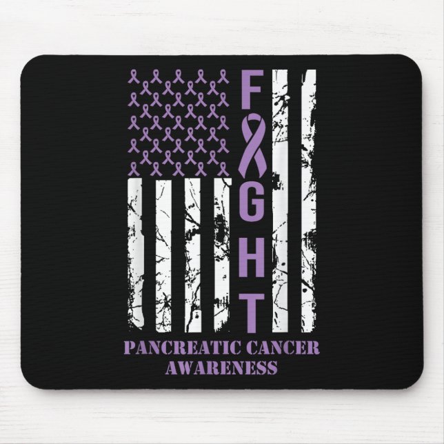Fight Flag Purple Ribbon Support Pancreatic Cancer Mouse Mat (Front)