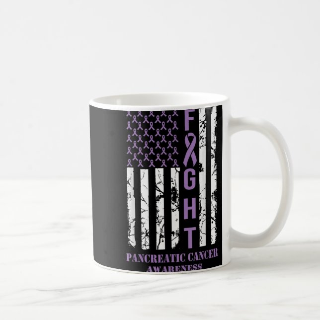 Fight Flag Purple Ribbon Suprt Pancreatic Cancer  Coffee Mug (Right)