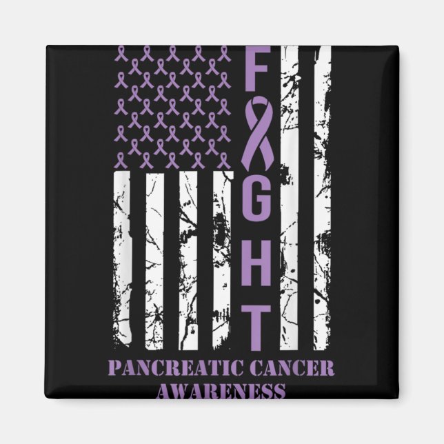 Fight Flag Purple Ribbon Suprt Pancreatic Cancer  Magnet (Front)