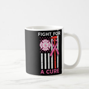 Fight For A Cure Firefighter Us Flag Breast Cancer Coffee Mug
