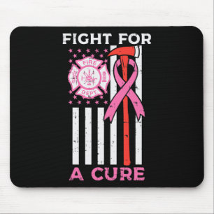 Fight For A Cure Firefighter US Flag Breast Cancer Mouse Mat