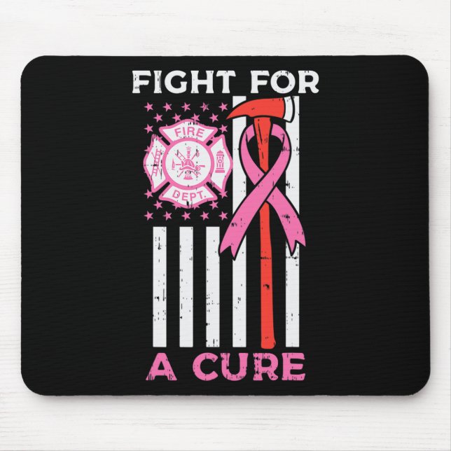 Fight For A Cure Firefighter US Flag Breast Cancer Mouse Mat (Front)