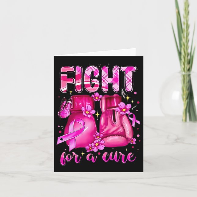 Fight For A Cure Pink Boxing Gloves Breast Cancer  Card (Front)