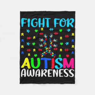 Fight For Autism Awareness Puzzle Hands Design Sup Fleece Blanket