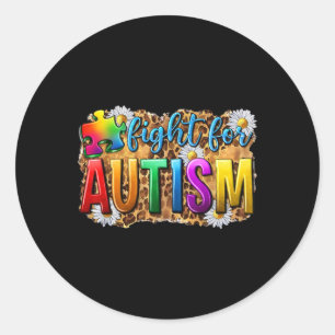 Fight For Autism Daisy And Puzzle Autism Awareness Classic Round Sticker