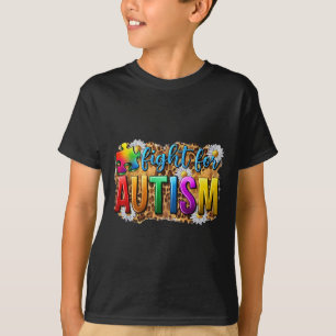Fight For Autism Daisy And Puzzle Autism Awareness T-Shirt