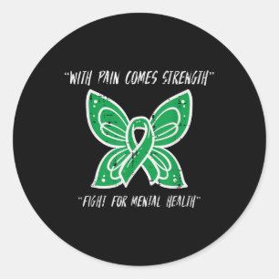 Fight For Mental Health Butterfly Awareness Women Classic Round Sticker