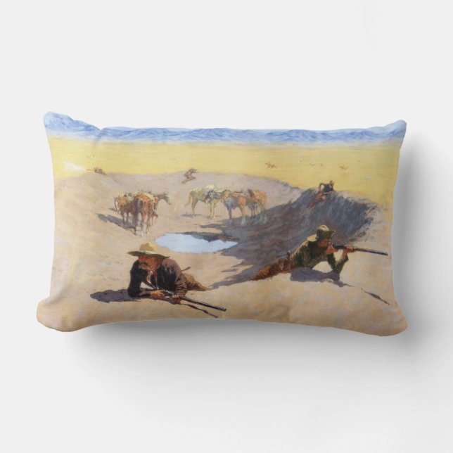 Fight for the Water Hole (by Frederic Remington) Lumbar Cushion (Front)
