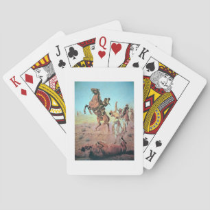 Fight for the Water Hole (colour litho) Playing Cards