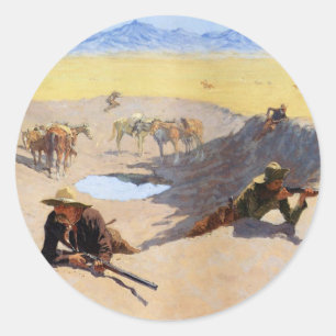 Fight for the Water Hole ~ Frederic Remington Classic Round Sticker