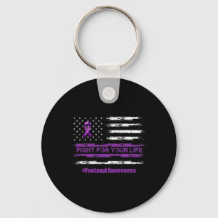Fight For Your Life Overdose Awareness Purple Ribb Key Ring