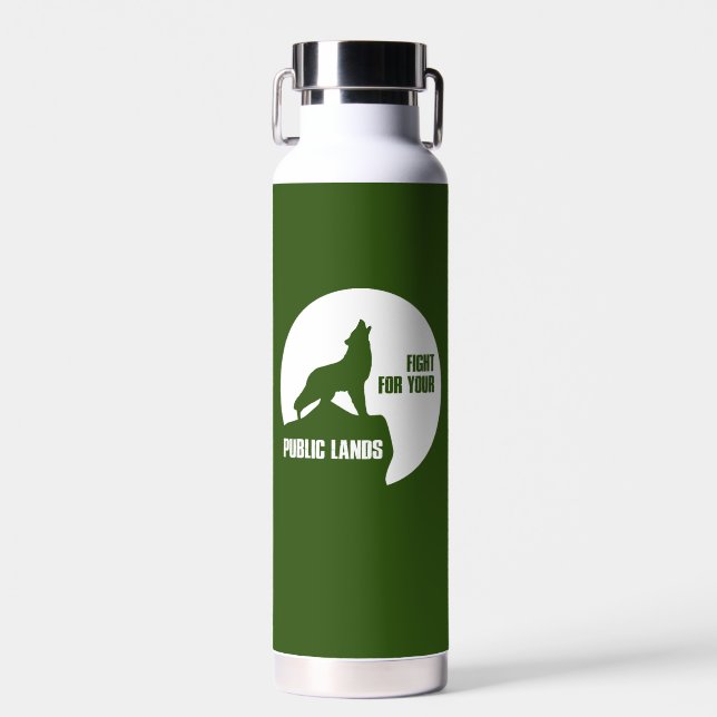 Fight For Your Public Lands Wolf Water Bottle (Front)