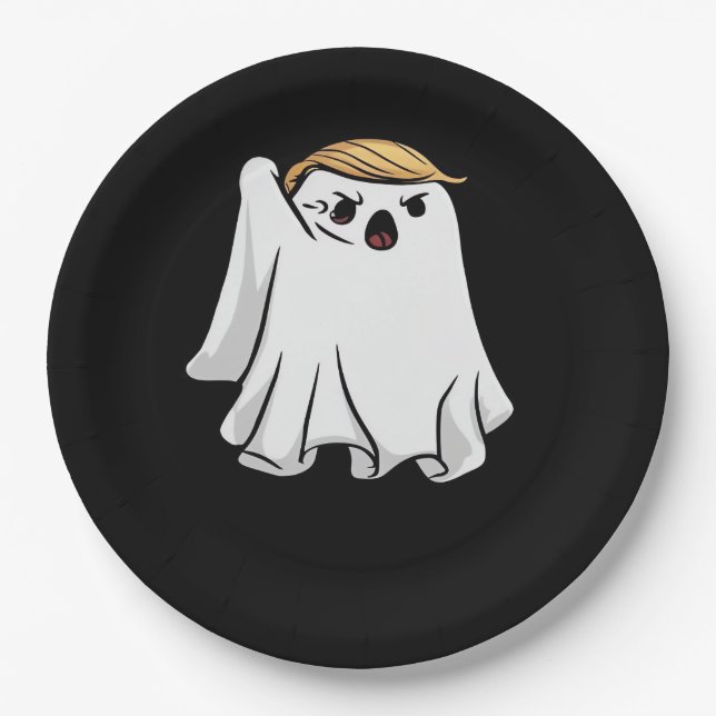 Fight Funny Halloween Trumpkin Paper Plate (Front)