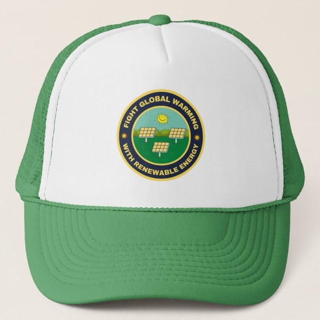 Fight global warming solar power trucker hat (Front)