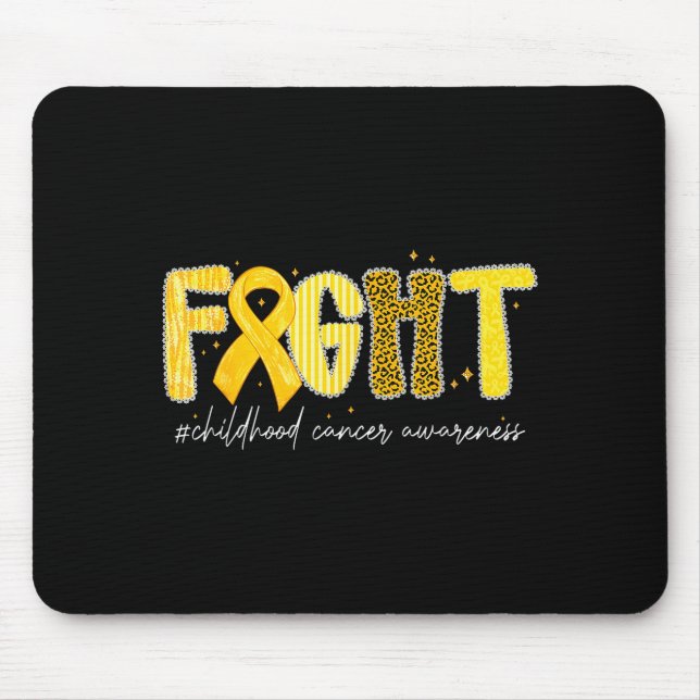 Fight Gold Ribbon Childhood Cancer Awareness  Mouse Mat (Front)